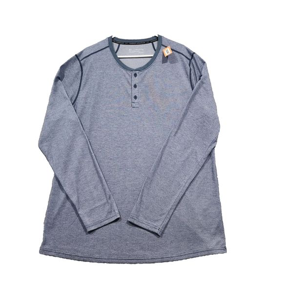Under Armour Polo Shirt Mens Blue 2XL HeatGear Fitted Short Sleeve Pullover Long - Picture 1 of 16